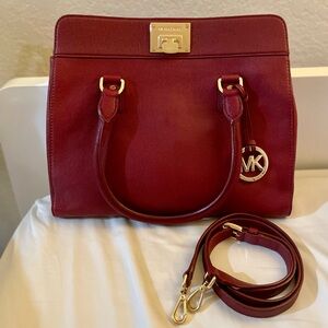 Michael Kors Astrid burgundy leather handbag